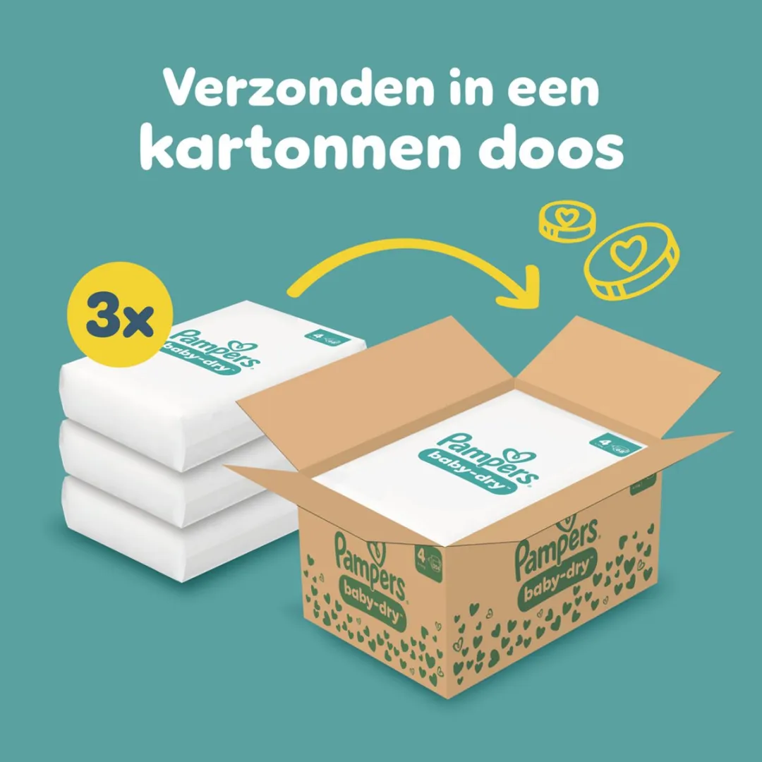 Pampers Baby-Dry Maat 4 Luiers - 204 Stuks