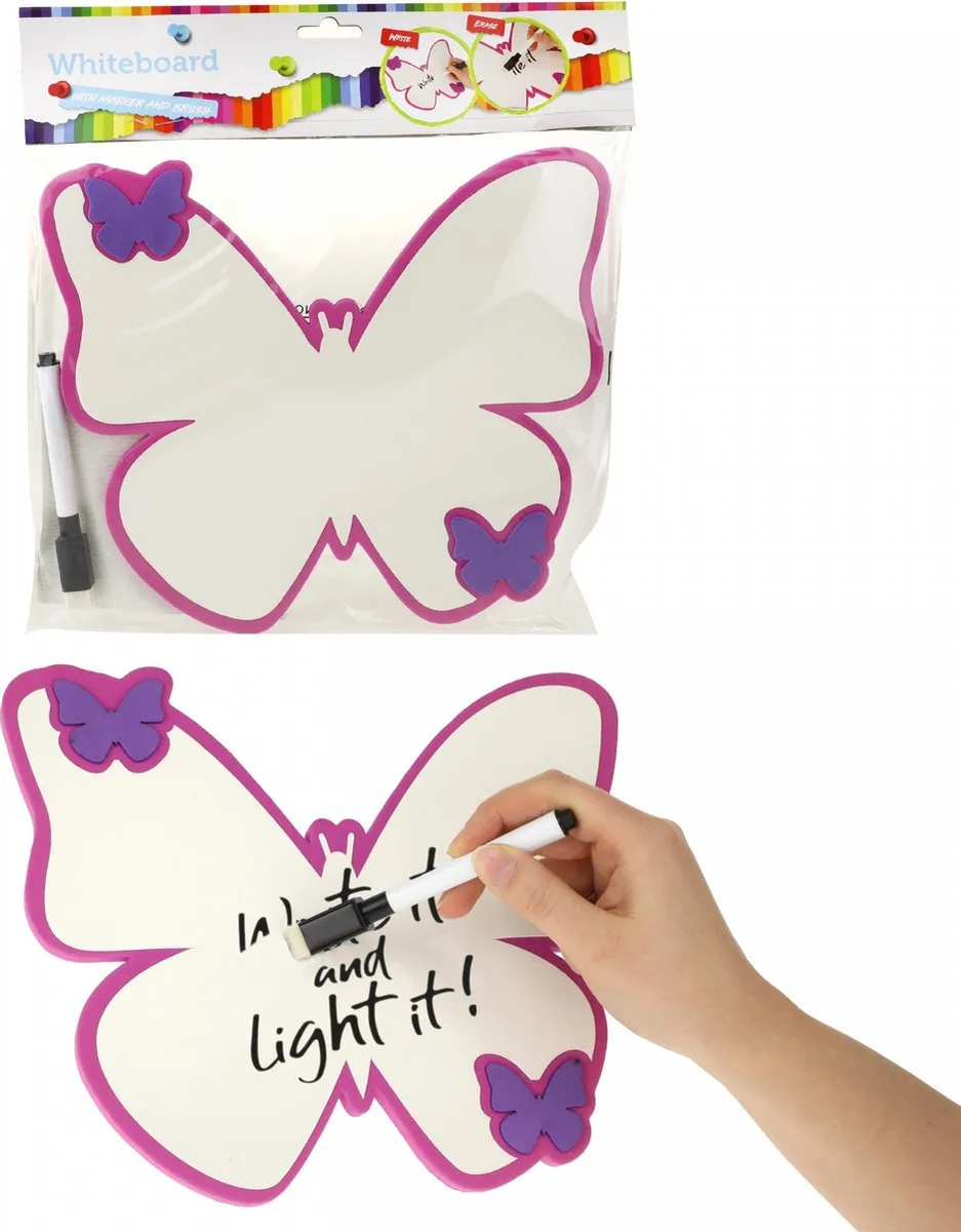 Toi-toys Whiteboard Vlinder Wit/paars 20 Cm