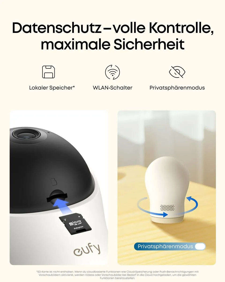Eufy Babyfoon C10 2K HD Camera - 4.5" Scherm - Beige - afbeelding 6 van 6
