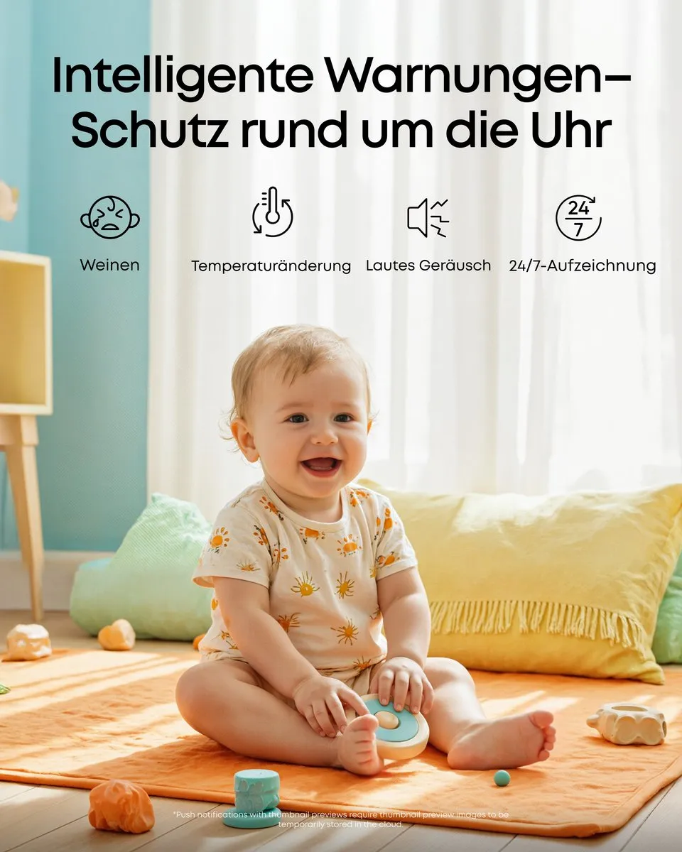 eufy Babyfoon C10 – 2K HD Camera – 4.5" Scherm – Pan & Tilt – Nachtzicht – Wi-Fi of Zonder Wi-Fi – 12 Uur Batterij – Beweging, Huilen & Geluid Detectie – Temperatuur Alarm – 2-weg Praten – VOX