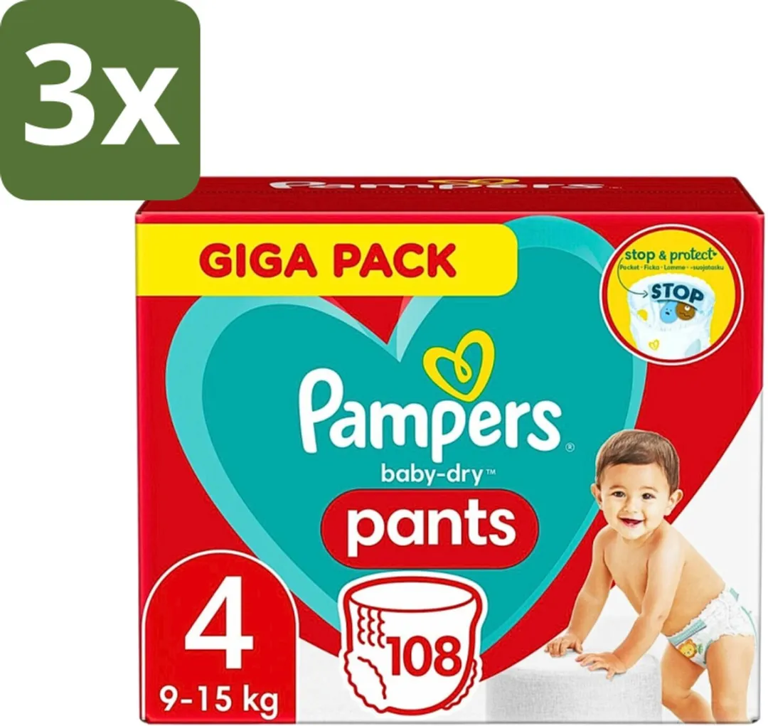 Pampers Baby-Dry Pants Maat 4 Luiers 324 Stuks