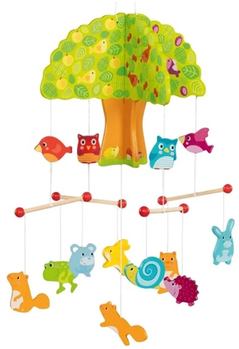 Goki Boom met Dieren Mobiel - Multikleur - Hout - 29x40cm