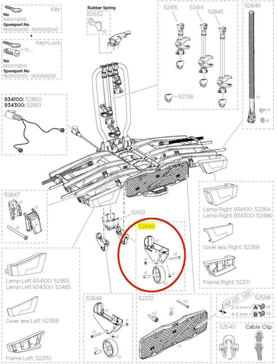 Thule Right Wheel Holder 52849 Easyfold XT