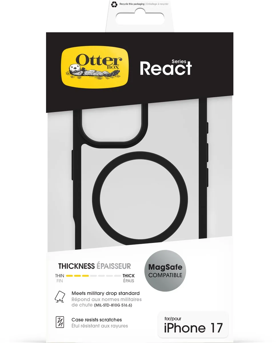OtterBox React MagSafe iPhone 17 Hoesje - Zwart/Transparant