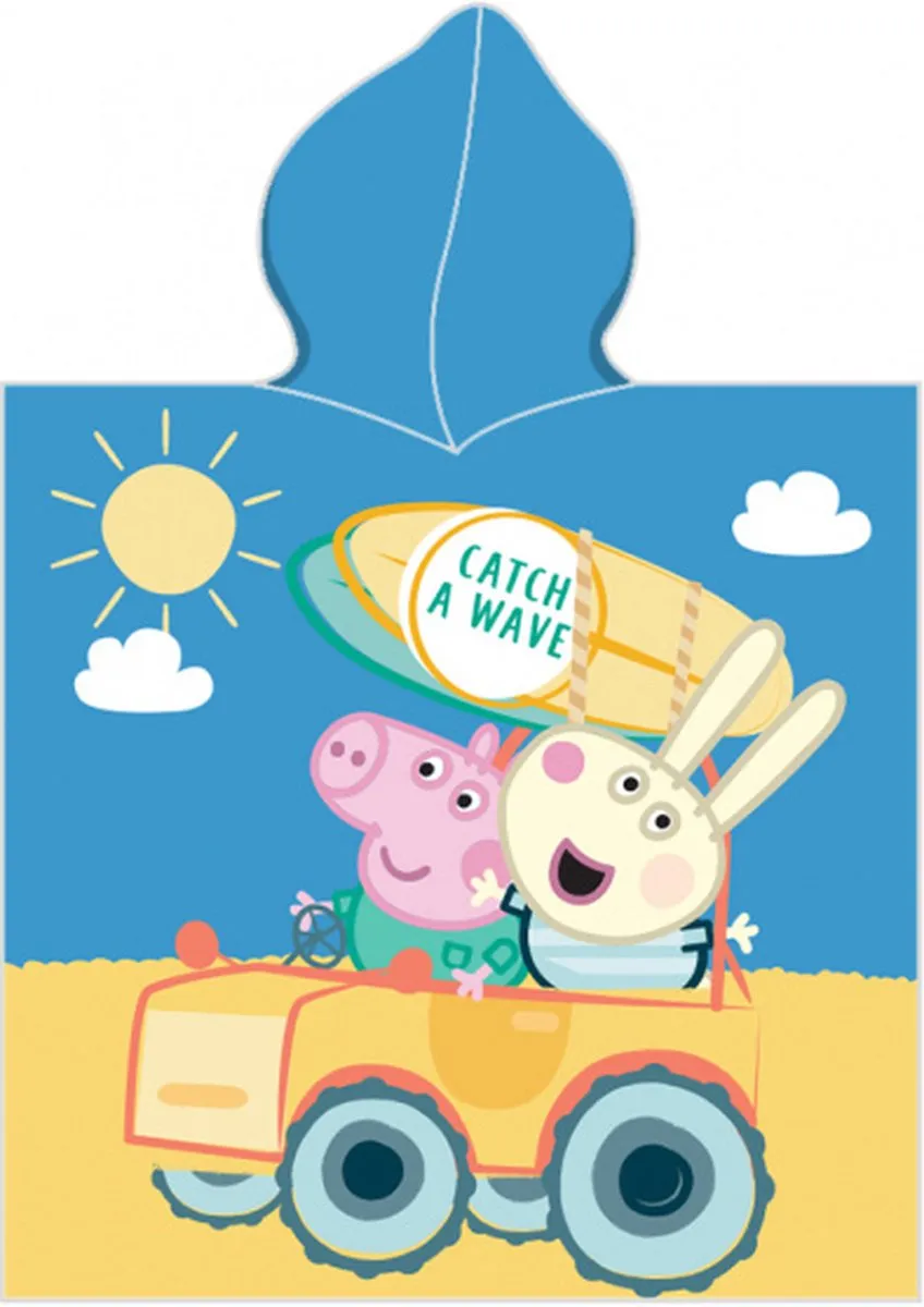 Nickelodeon Peppa Pig Badponcho - 104 - 50x115cm - Blauw/Geel