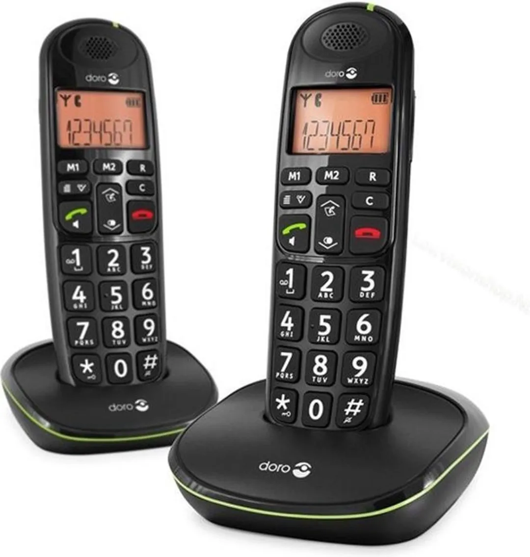 Doro PhoneEasy 100W Duo DECT Telefoon - 2 Handsets - Zwart