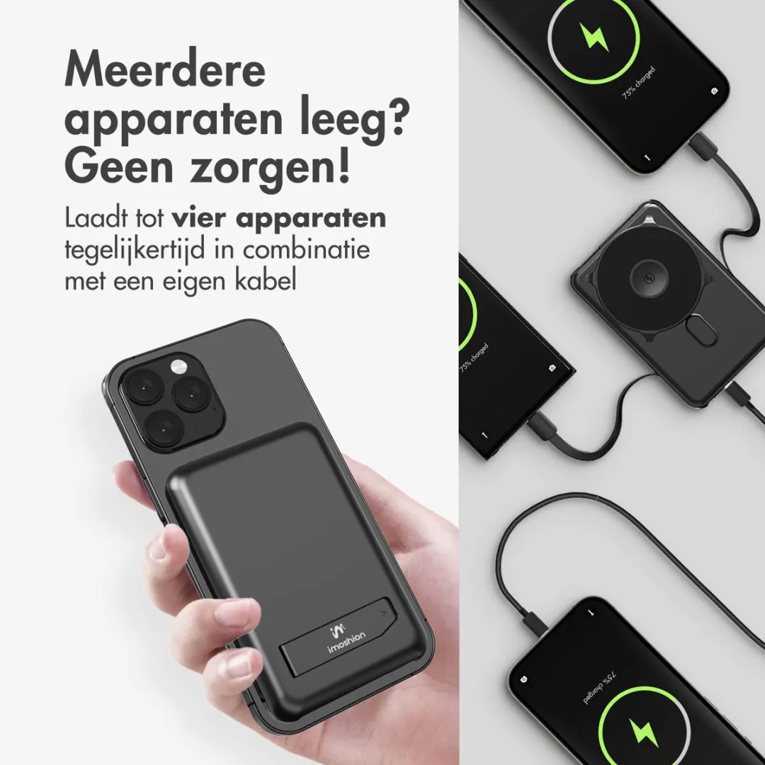 Imoshion Powerbank SH00074112 10000mAh - MagSafe 35W - 3 Outputs - Zwart