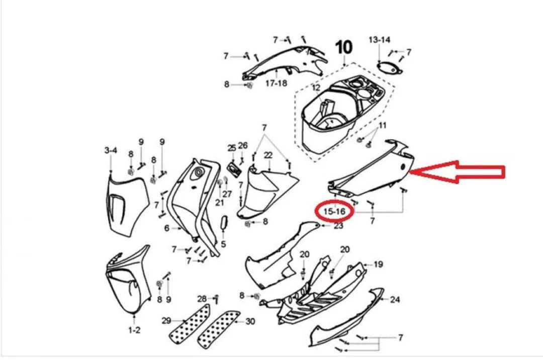 Peugeot 50 Vivacity 2 Coque ARG 740491TV - Grijs