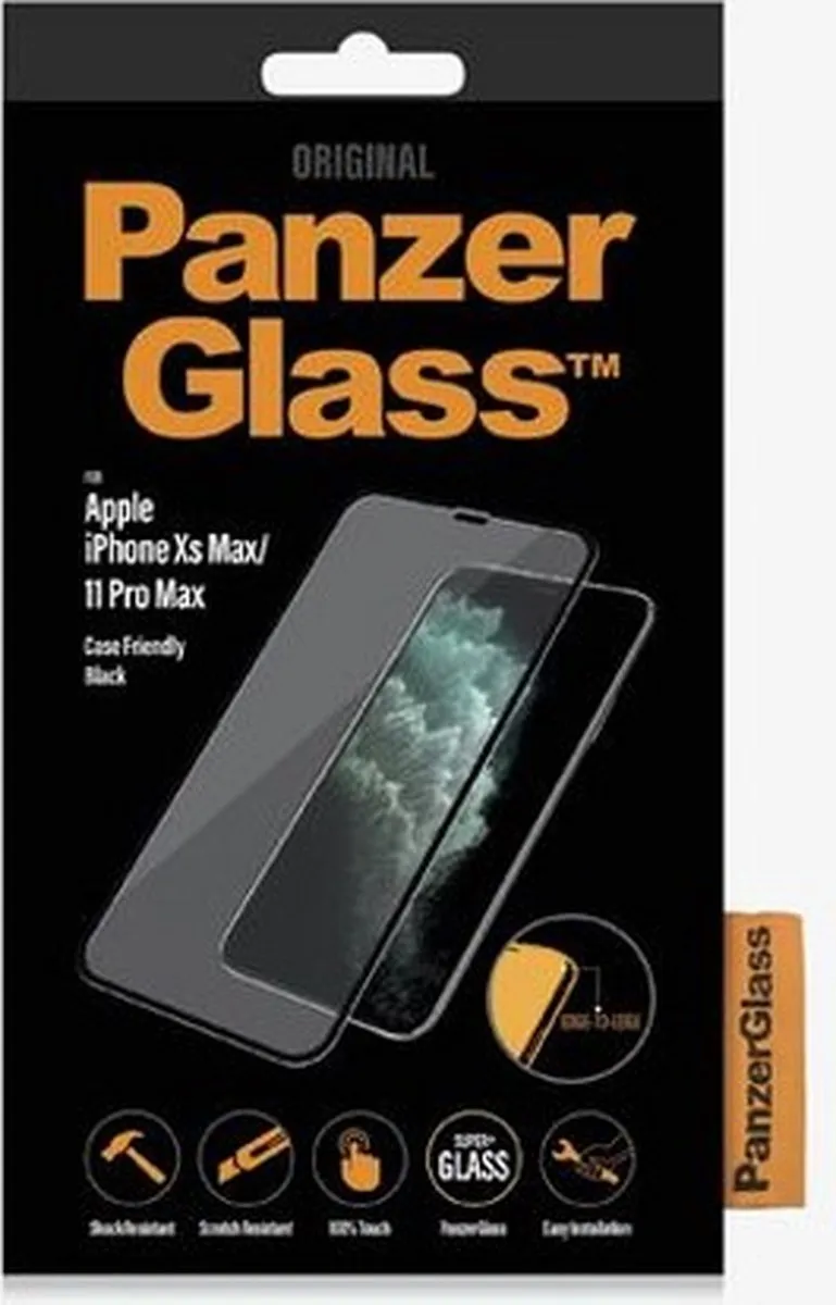 PanzerGlass PZ-2666 Screenprotector iPhone XS Max - Zwart - afbeelding 2 van 6