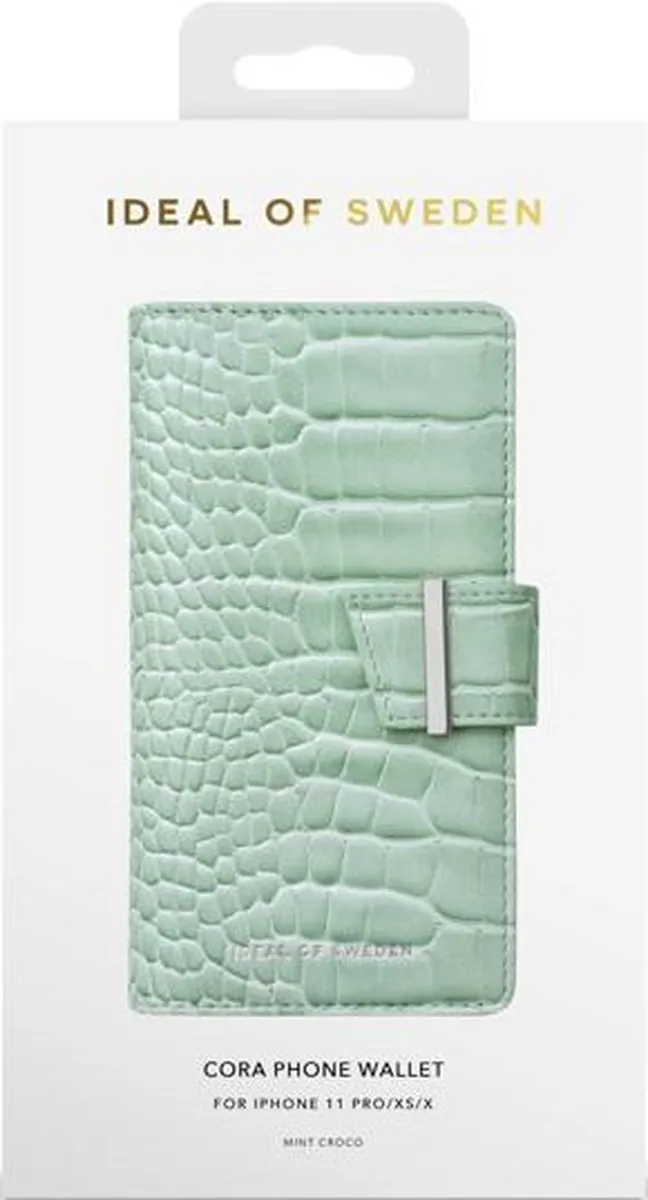 iDeal of Sweden Phone Wallet iPhone 11 Pro/XS/X - Mint Croco - 3 Pasjes - afbeelding 4 van 6