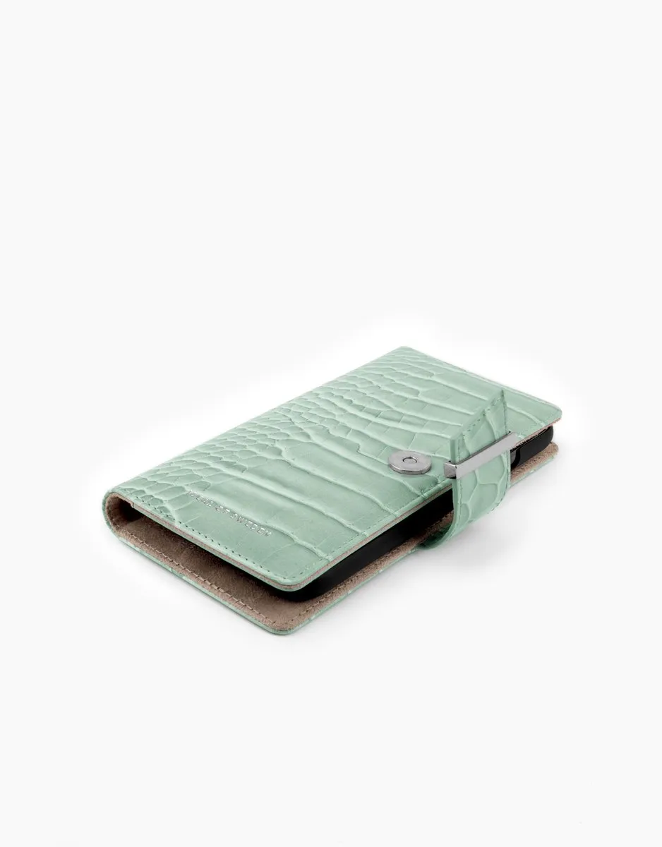 iDeal of Sweden Phone Wallet iPhone 11 Pro/XS/X - Mint Croco - 3 Pasjes - afbeelding 5 van 6