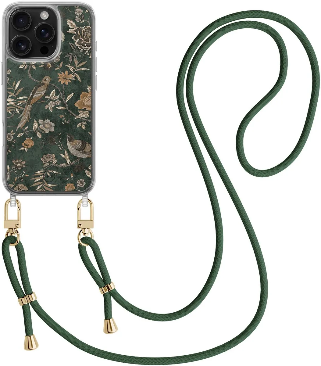 Casevibes iPhone 16 Pro Telefoonhoesje - Khaki Golden Flowers