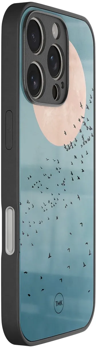 Casevibes iPhone 16 Pro Hoesje Moon Birds - Blauw - TPU Glossy