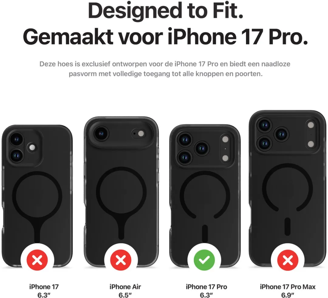 Decoded Clear Frosted Hoesje iPhone 17 Pro - Transparant Zwart