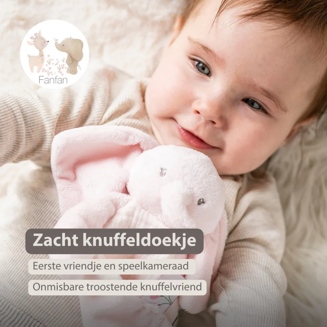 Nattou FanFan Baby Knuffeldoekje Olifant Roze