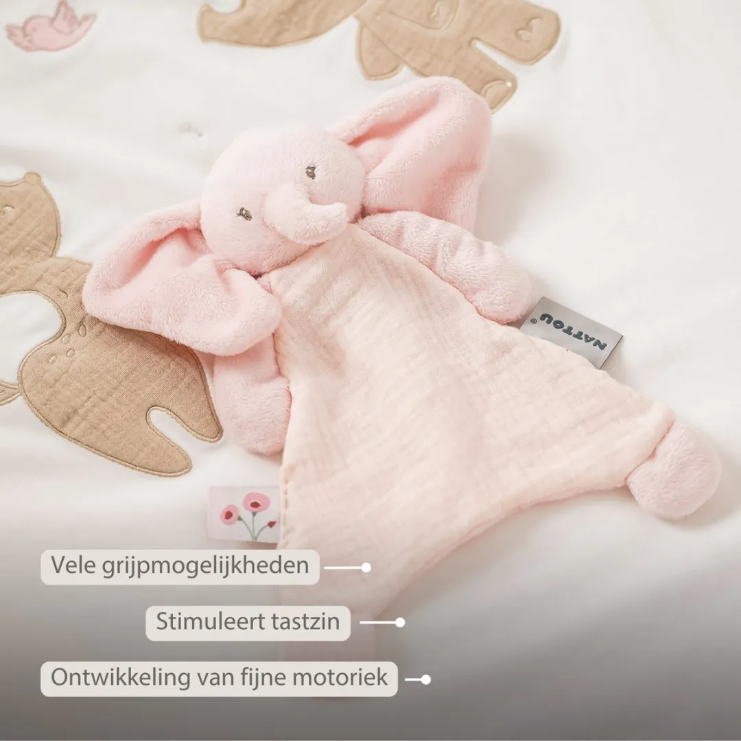Nattou FanFan Baby Knuffeldoekje Olifant Roze