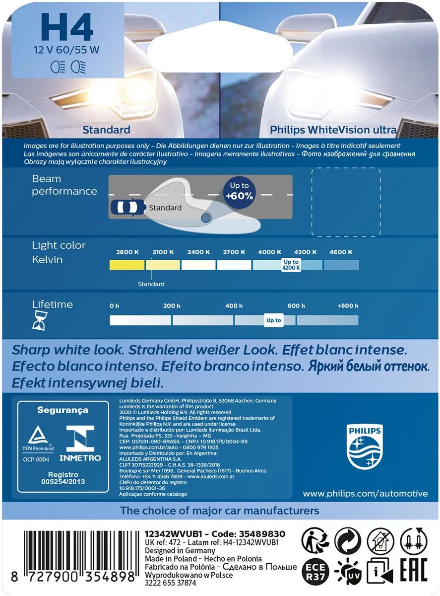 Philips Autolamp H4 Whitevision 12V/60W - Wit