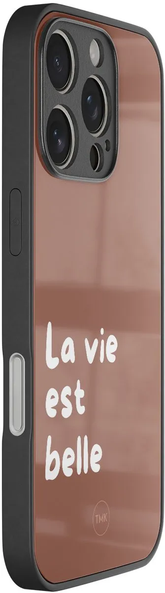 Casevibes iPhone 16 Pro Hoesje - Bruin - TPU Luxe - A/i16P/glas/008