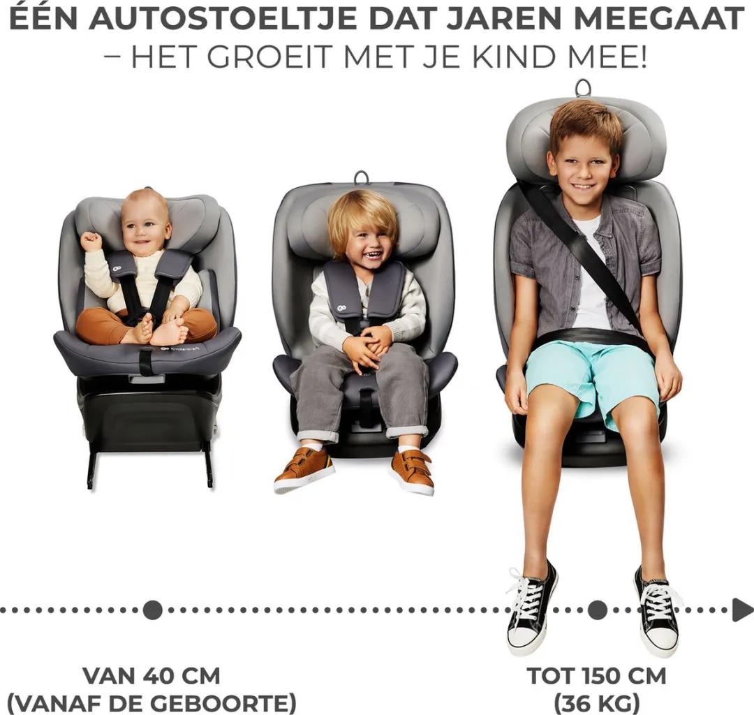 KinderKraft I-GROW I-SIZE Autostoel 40-150cm - Groep 0/1/2/3 - Groen