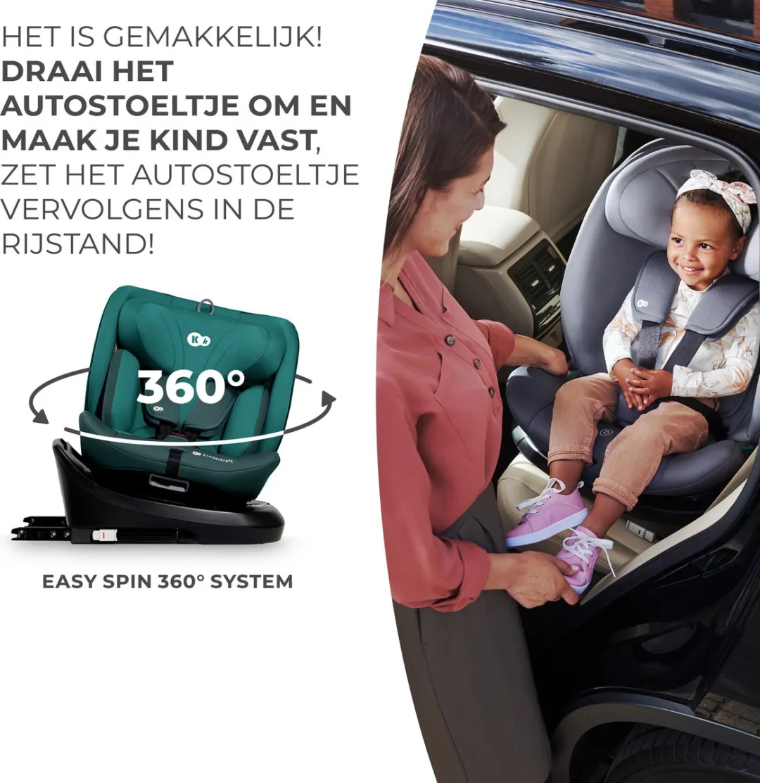 KinderKraft I-GROW I-SIZE Autostoel 40-150cm - Groep 0/1/2/3 - Groen