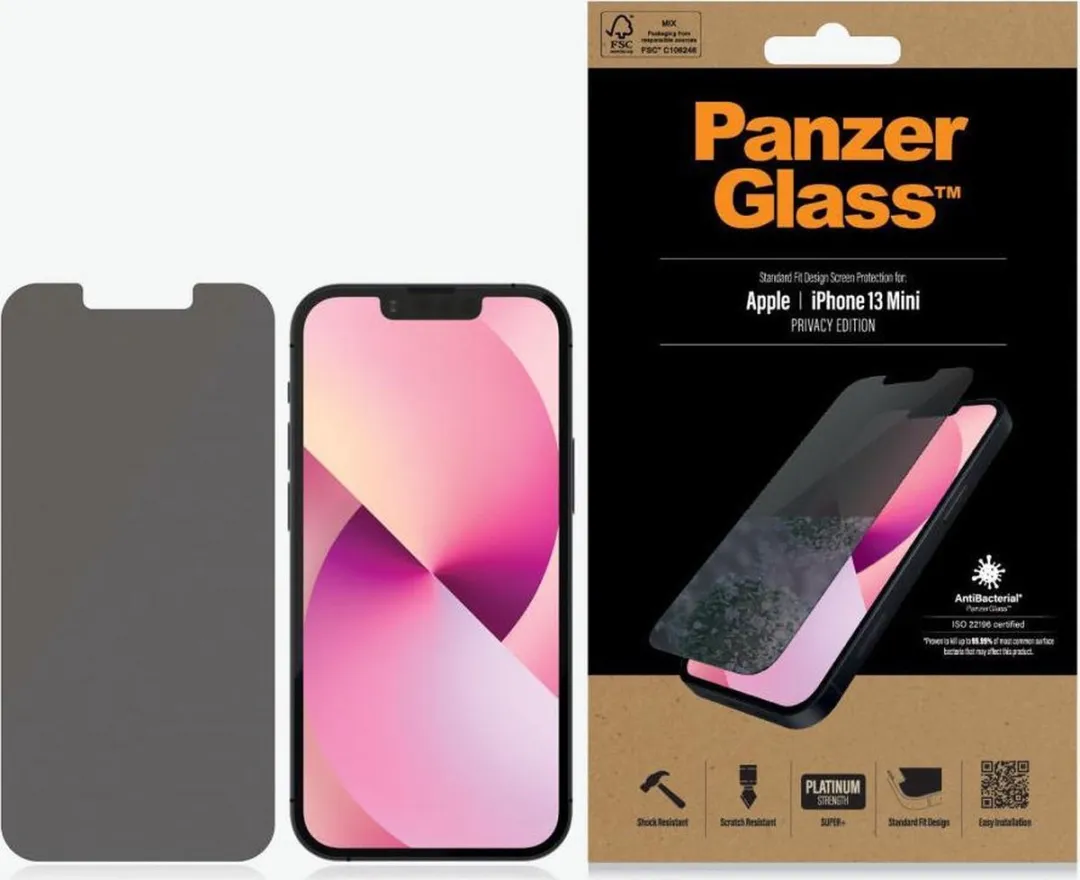 PanzerGlass iPhone 13 Mini Privacy Glass Antibacterieel - afbeelding 6 van 6