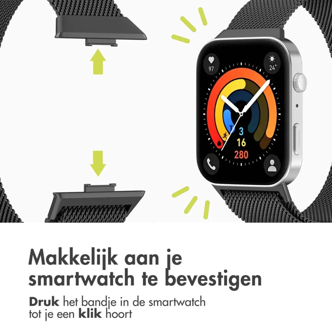 Imoshion Milanees Magnetisch Bandje Huawei Watch Fit 3 - Zwart