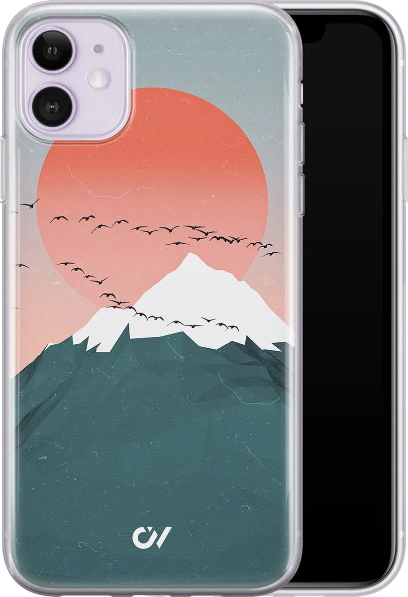 Casevibes Hoesje iPhone 11 Mountain Birds - Blauw - A/11/UV/030