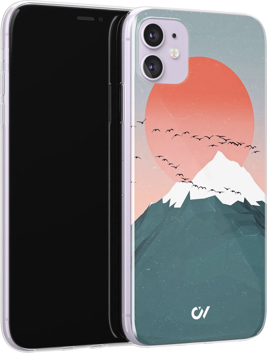 Casevibes Hoesje iPhone 11 Mountain Birds - Blauw - A/11/UV/030