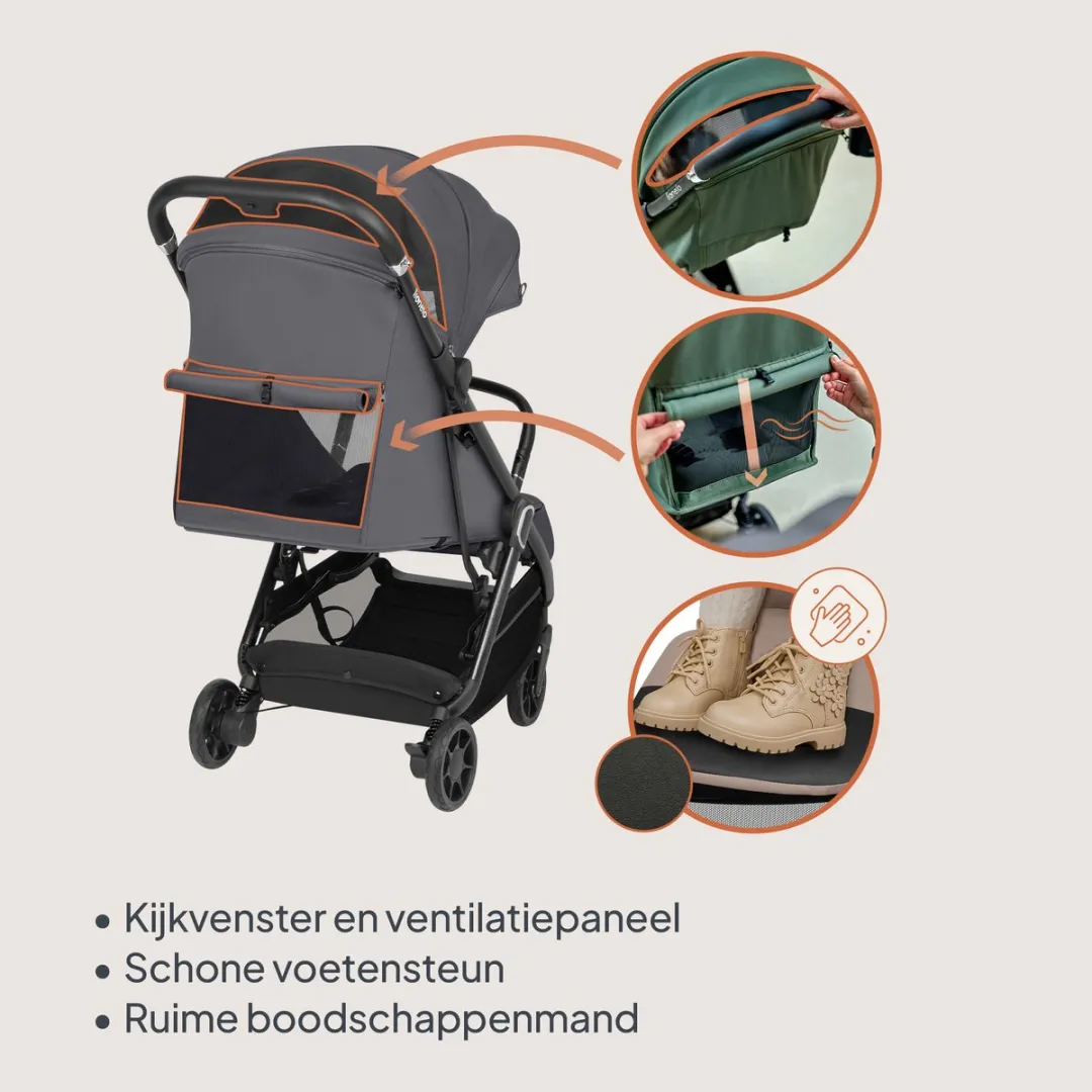 Lionelo Bess Buggy Kinderwagen - 7,5 kg Grijs - UPF50+ Kap