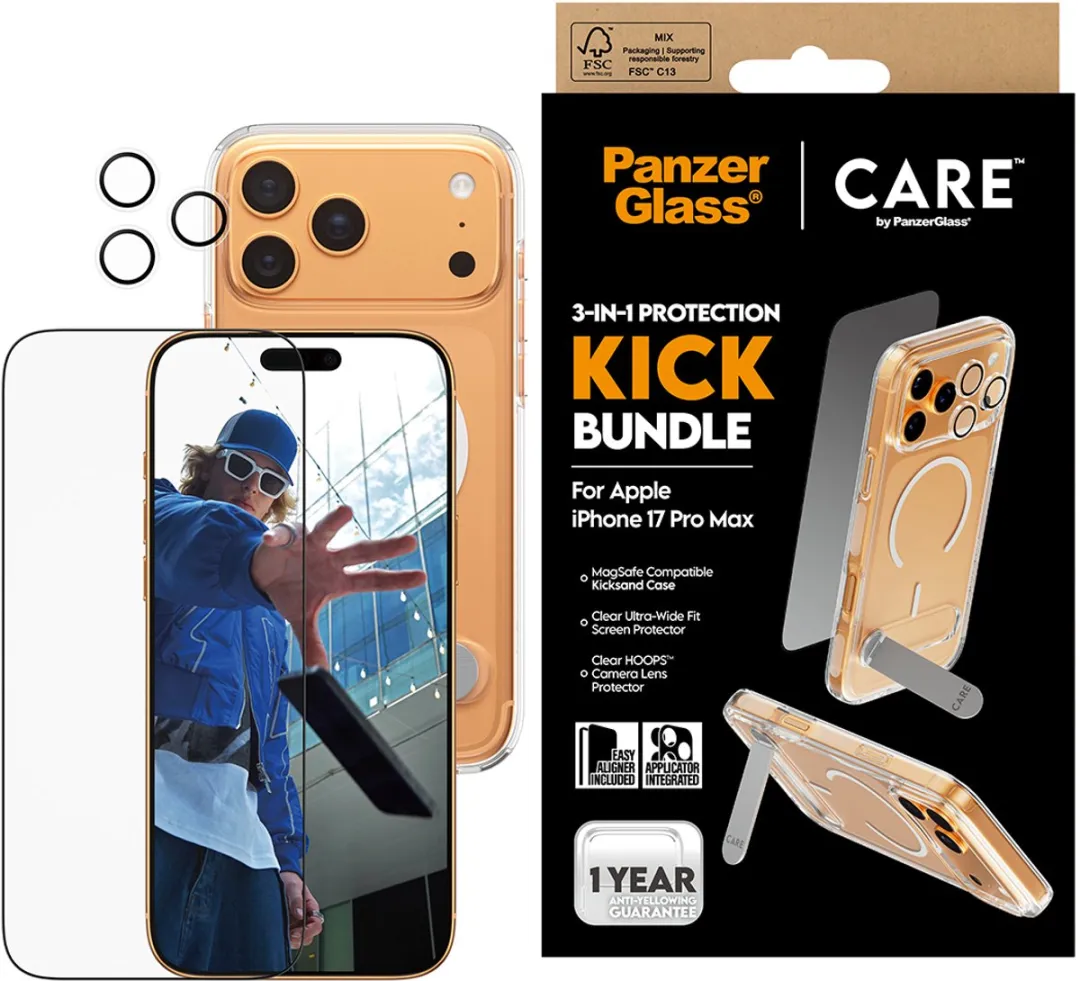 PanzerGlass CARE 3-in-1 Bundle iPhone 17 Pro Max - Schermhoes & Lens