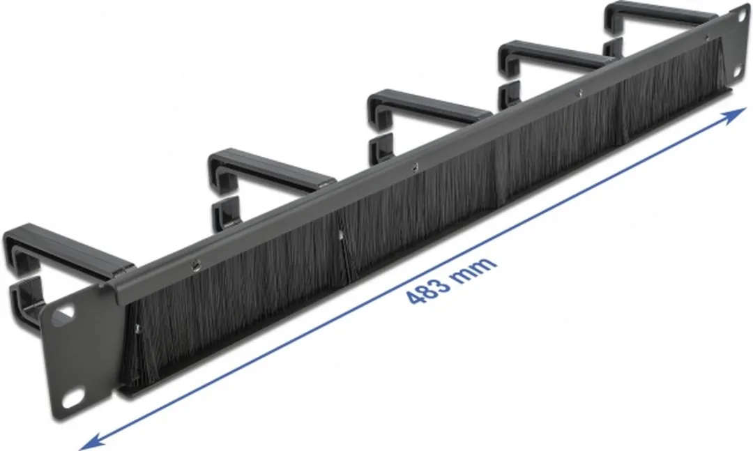 Delock 66490 Kabelbeheersborstelstrook 19" 1U - 5 Haken - Zwart