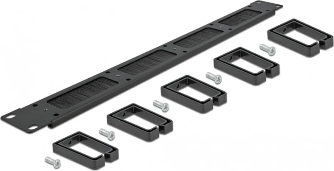 Delock 66490 Kabelbeheersborstelstrook 19" 1U - 5 Haken - Zwart
