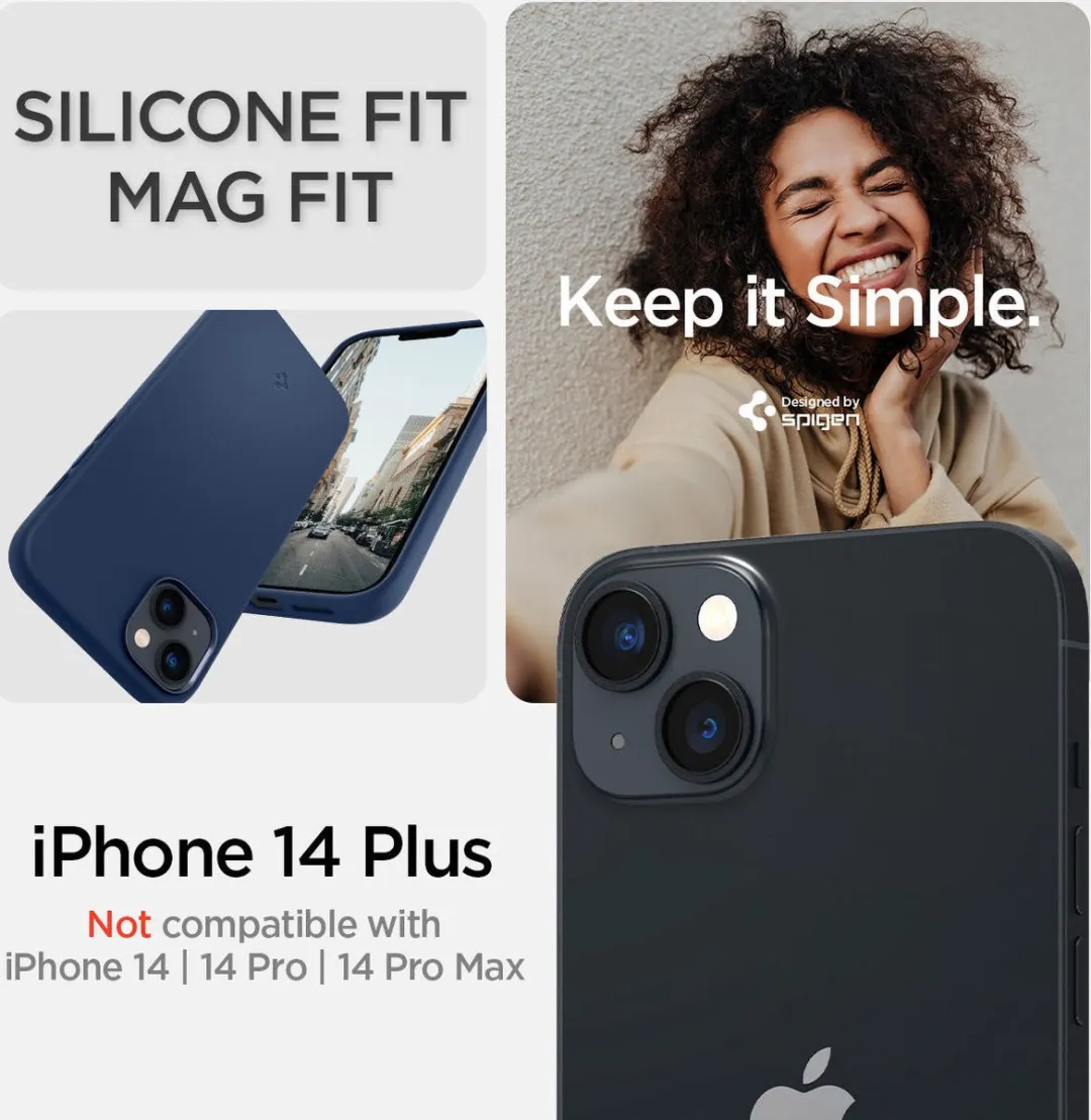 Spigen Silicone Fit MagSafe Hoesje iPhone 14 Plus - Blauw