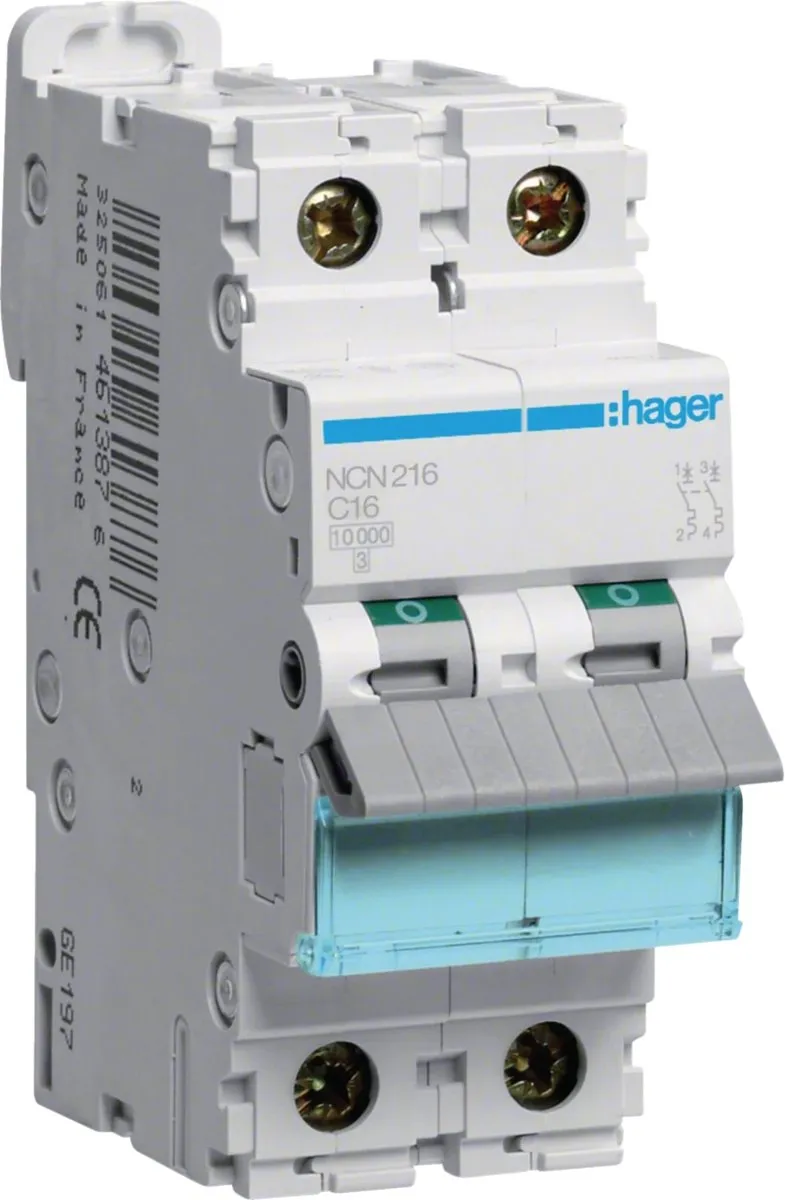 Hager NCN Installatieautomaat - 1 Stuks - Grijs/Wit
