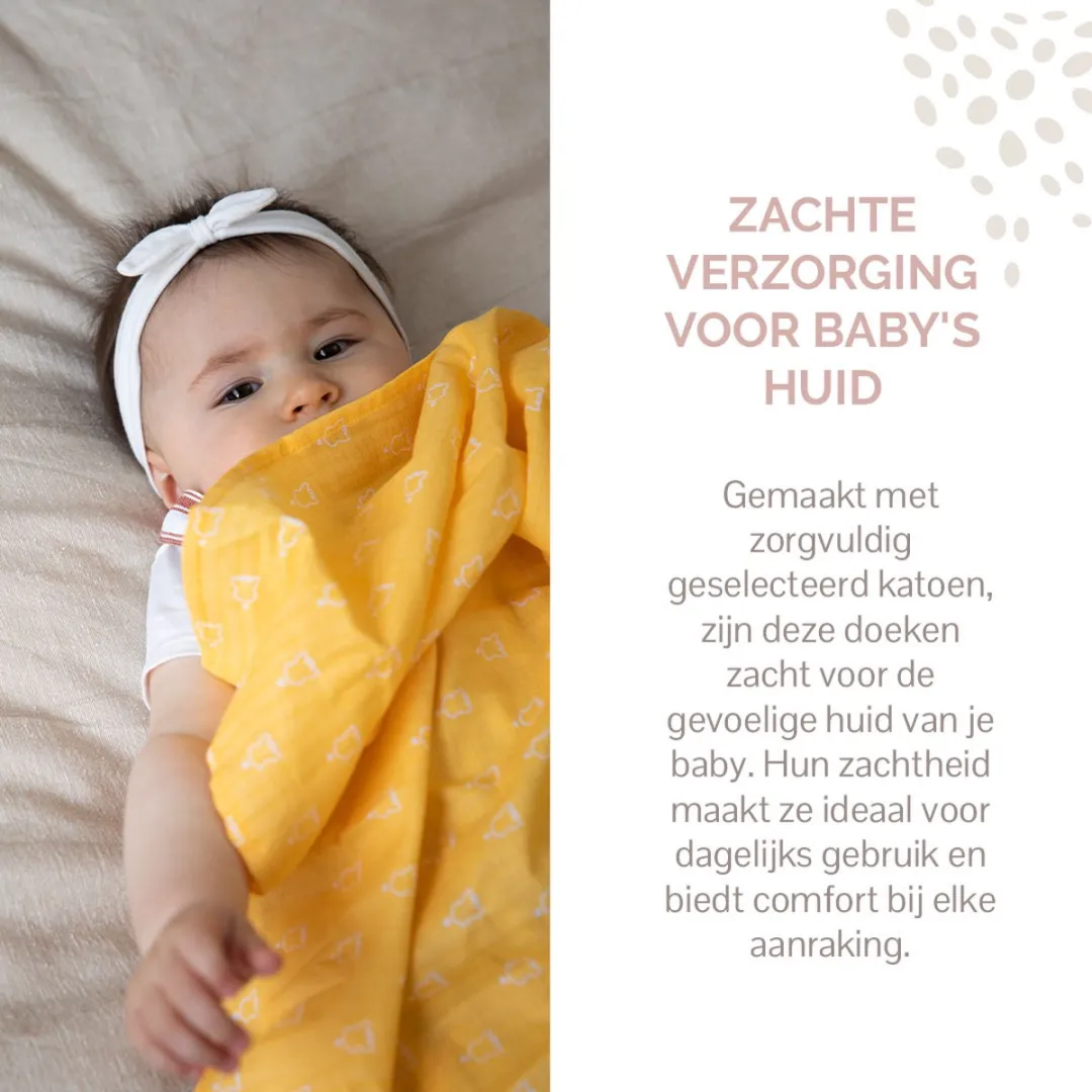 Sophie de Giraf Hydrofiele Doeken 70x70cm - 4 Stuks - Kleurmix - afbeelding 6 van 6