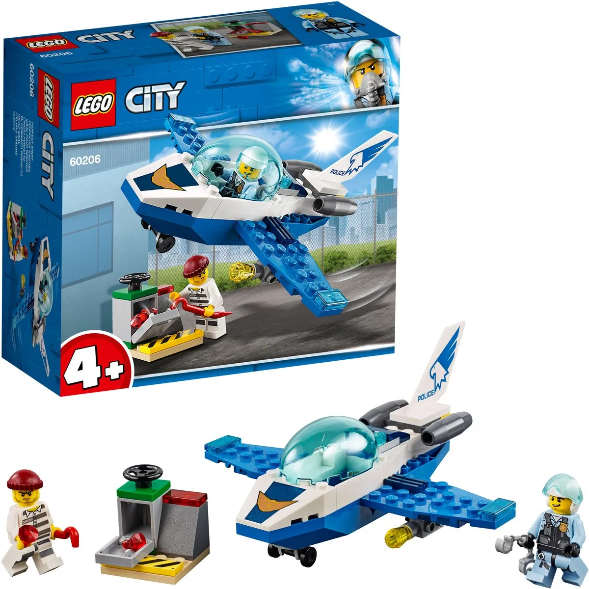 LEGO City Luchtpolitie Vliegtuigpatrouille 60206 - 54 Stukken