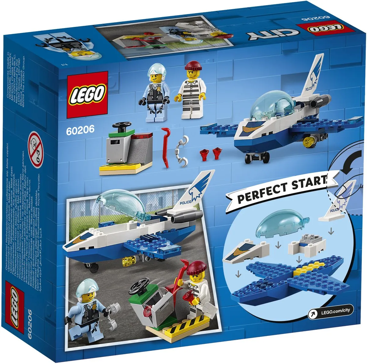 LEGO City Luchtpolitie Vliegtuigpatrouille 60206 - 54 Stukken
