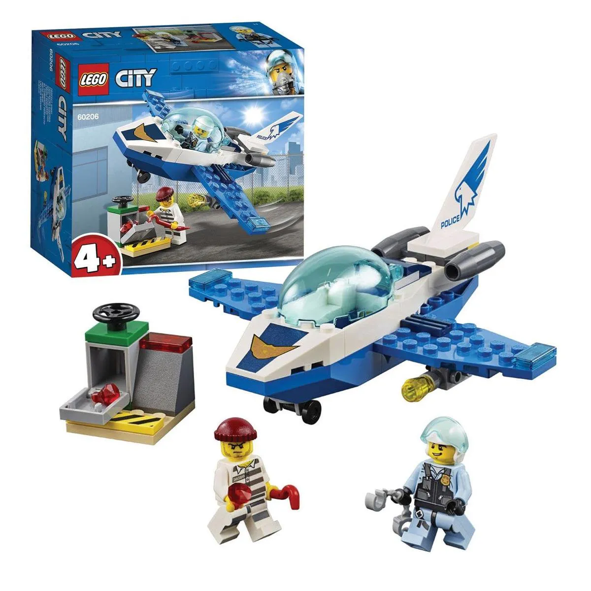 LEGO City Luchtpolitie Vliegtuigpatrouille 60206 - 54 Stukken