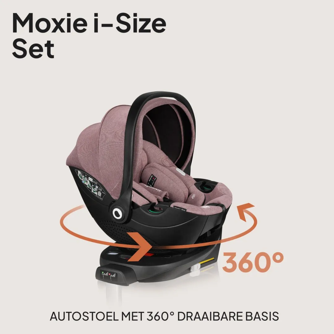 Lionelo Moxie i-Size Autostoeltje RWF - Roze - 360° draaibaar - Dri-Seat