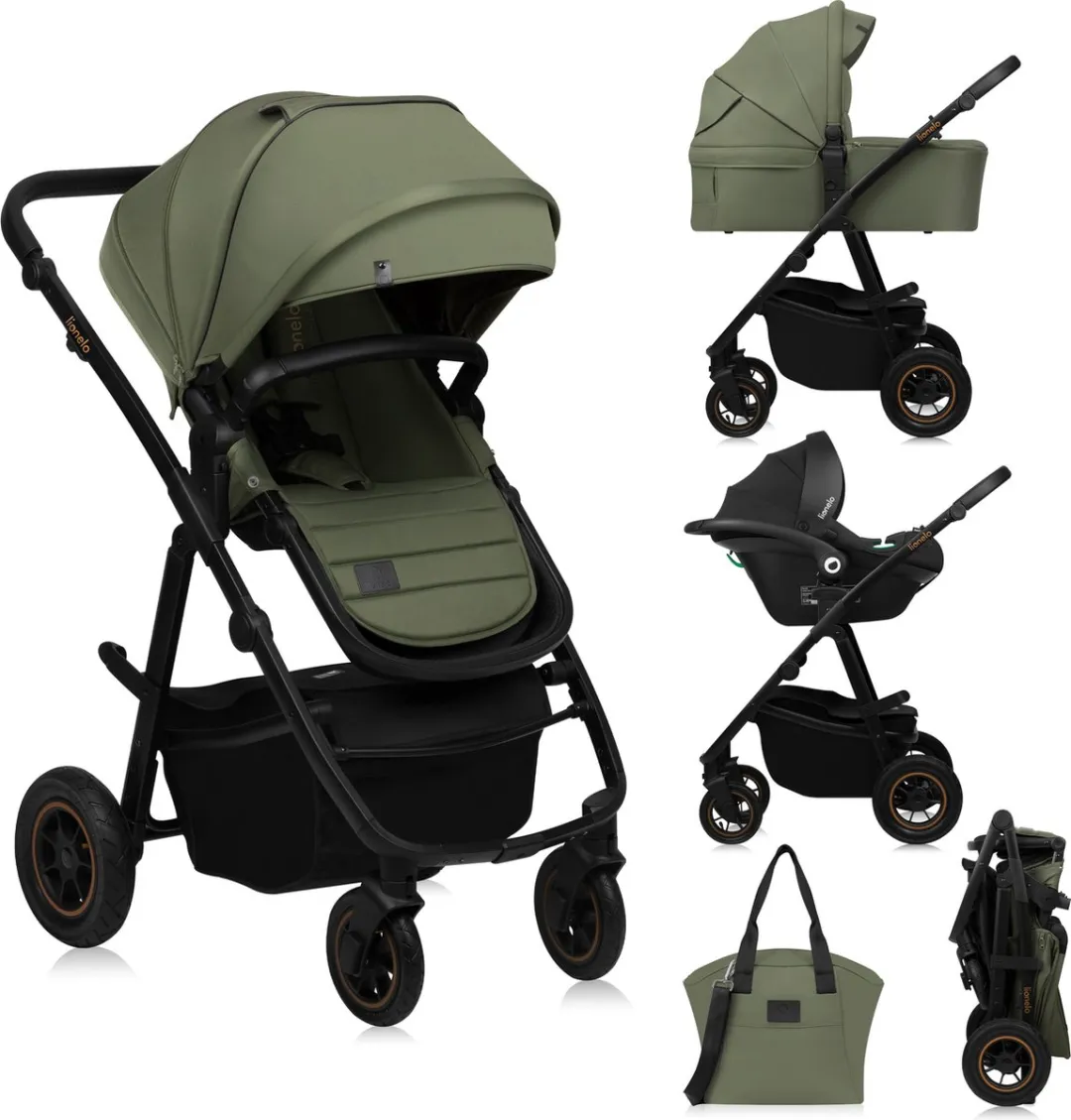 Lionelo Amber Plus 3-in-1 Kinderwagen Reiswieg Autostoeltje - Beige