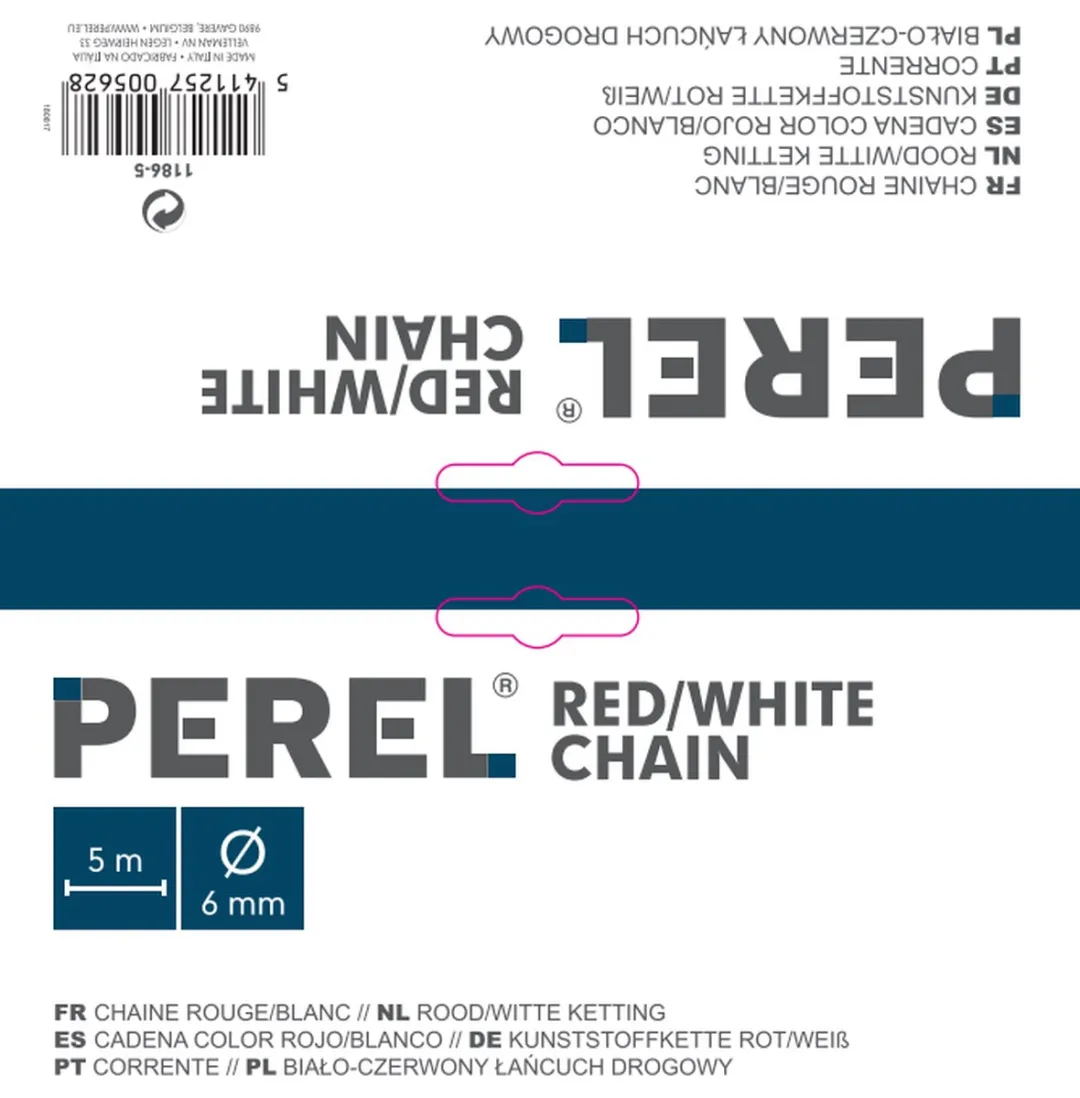 Perel Signalisatieketting 5 Meter Rood/wit