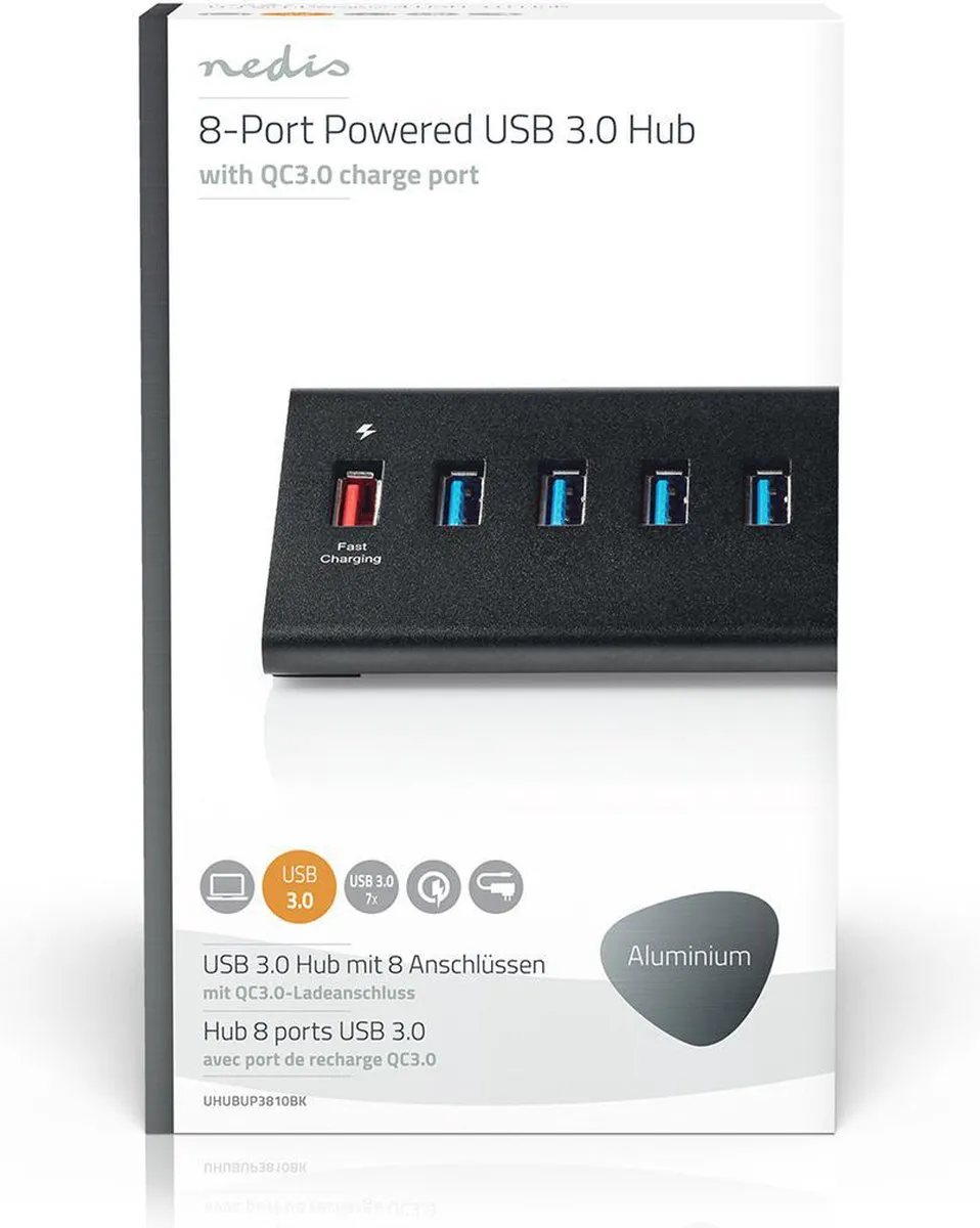 Nedis UHUBUP3810BK USB-Hub 8-Poorts