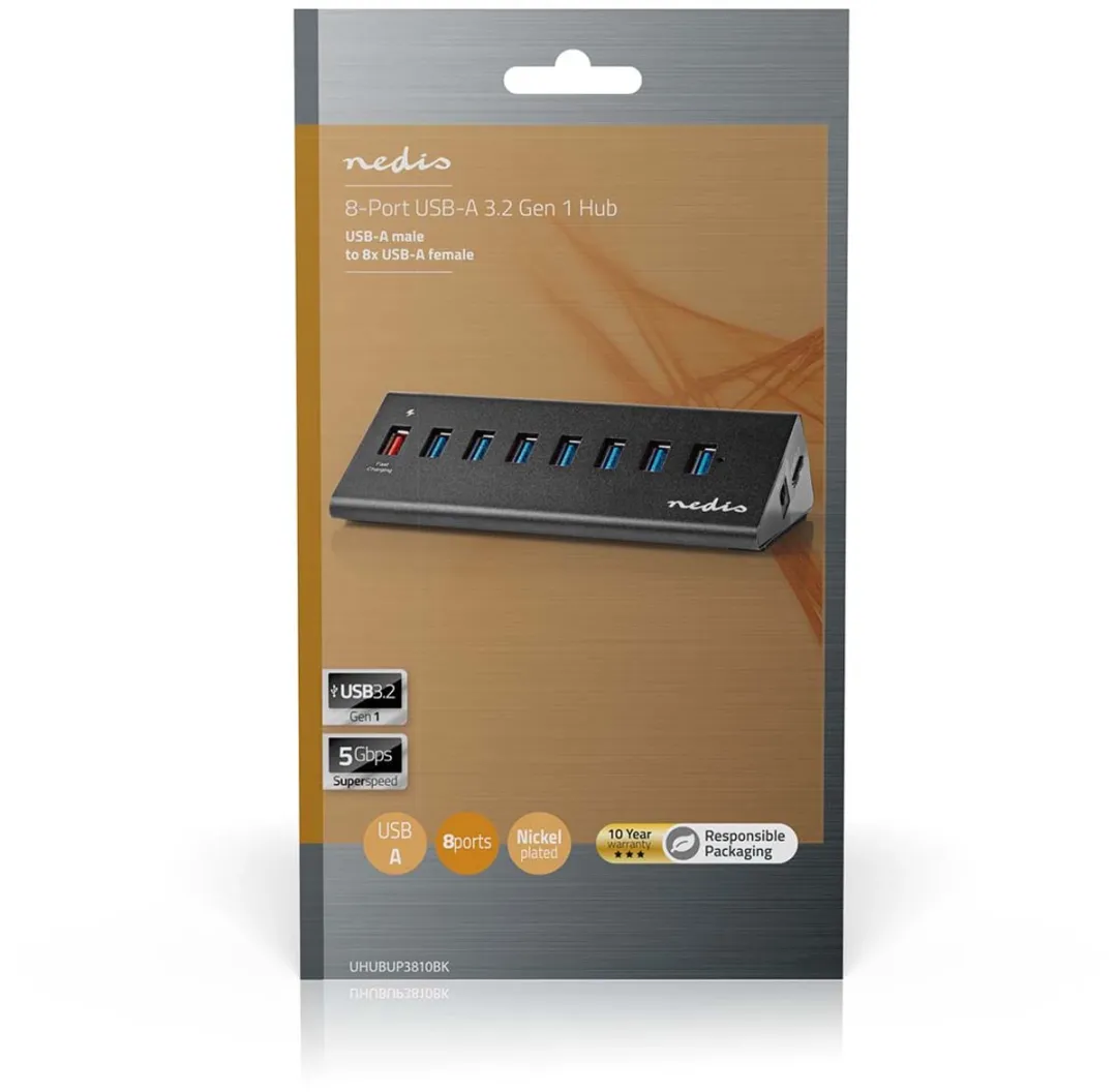 Nedis UHUBUP3810BK USB-Hub 8-Poorts - Zwart
