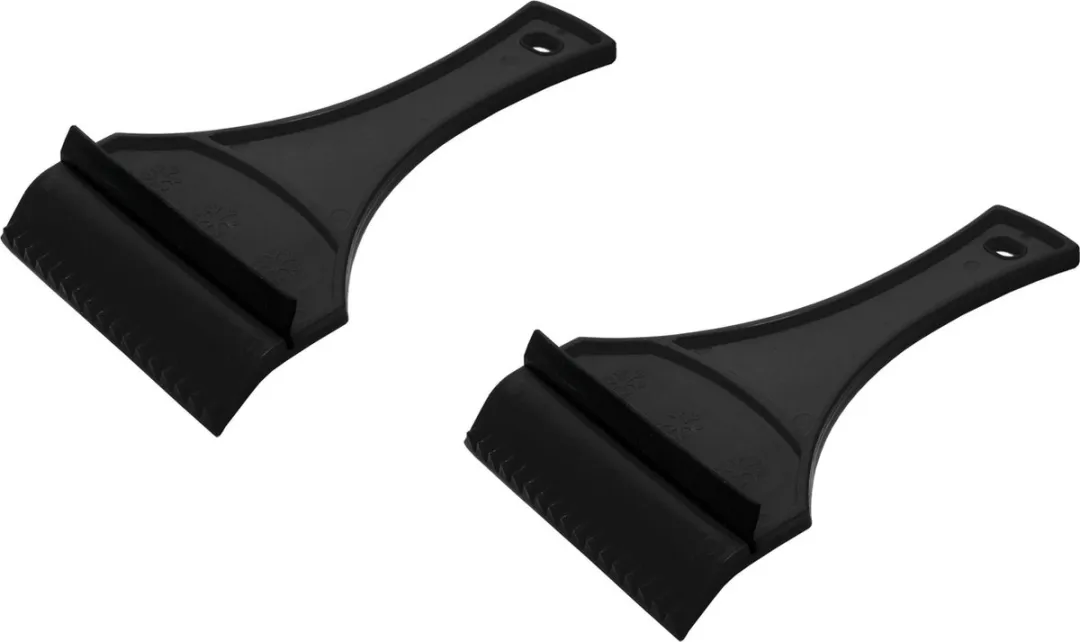 Prosperplast IJskrabber - 2x stuks - autoraam krabber - rubber trekker - Zwart - Kunststof - 12 x 18 cm - Ruitenkrabber