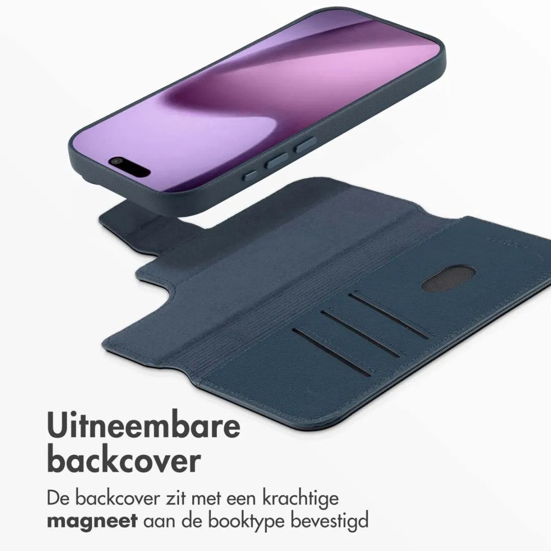 Accezz iPhone 17 Leather Bookcase Hoesje - 3 Pasjes - Nightfall Blue