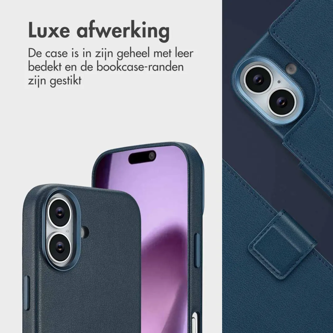 Accezz iPhone 17 Leather Bookcase Hoesje - 3 Pasjes - Nightfall Blue