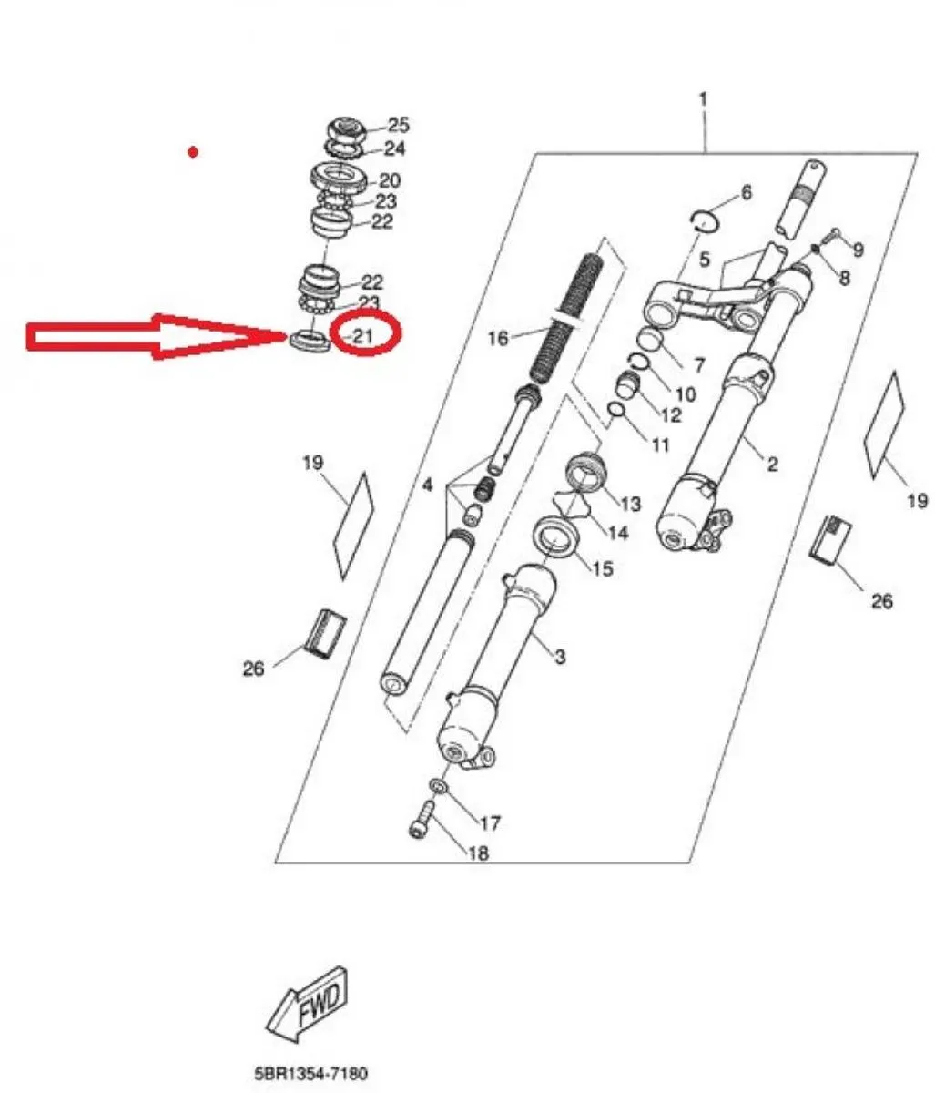 Yamaha 100 Neo'S 4SBF3414 Cuvette Inf Roulement Direction - Doré