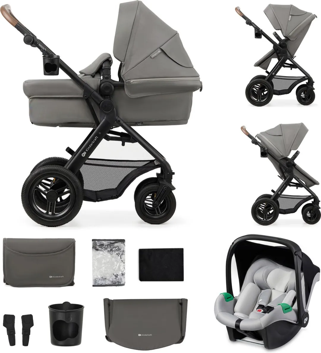 KinderKraft MOOV 2 AIR 3-in-1 Kinderwagen - Grijs