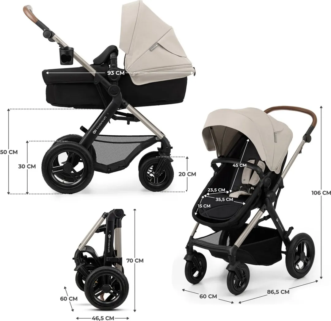 KinderKraft MOOV 2 AIR 3-in-1 Kinderwagen - Grijs