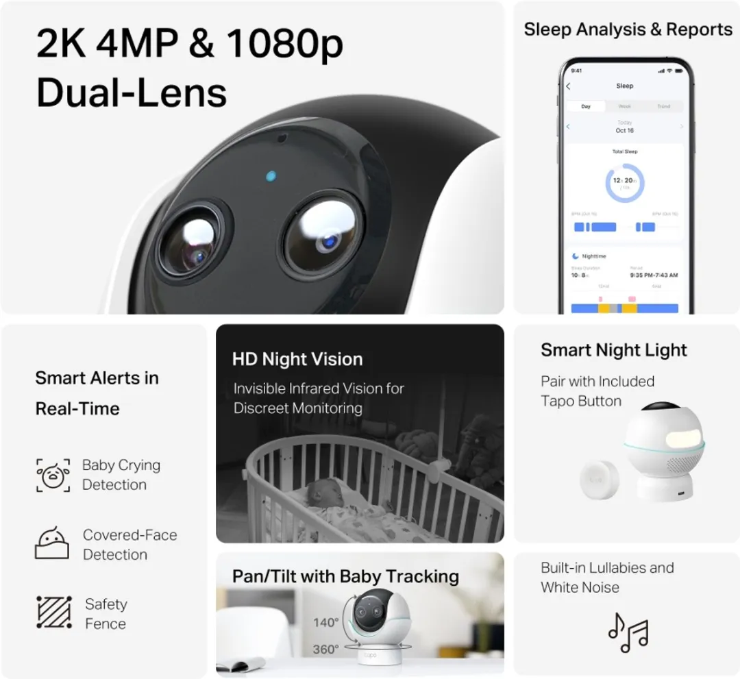 TP-Link Tapo C840 Babyfoon met camera - 2K Dual Lens - Wit